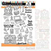 Brutus Monroe - School's In Session Collection - Die and Clear Photopolymer Stamp Set - All Set For School