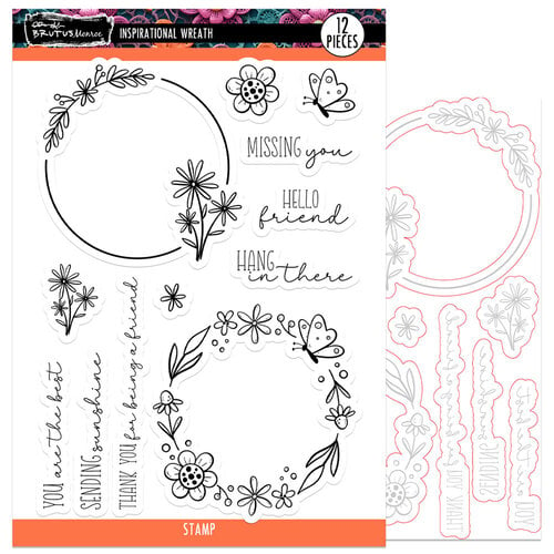 Brutus Monroe - Spring Fling Collection - Die And Clear Photopolymer Stamp Set - Inspirational Wreath