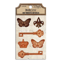 Bo Bunny - Kraft Collection - Stickers - Wood Keys and Butterflies