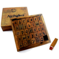 Bo Bunny - Kraft Collection - Wood Alphabet Stamp Set - Lower Case