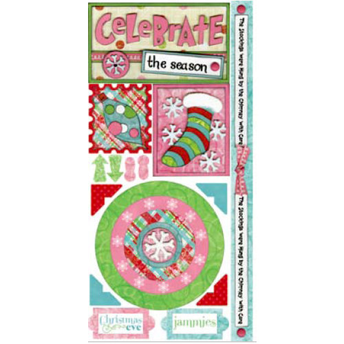 Bo Bunny Press - Holiday Cheer Collection - Cardstock Stickers - Celebrate, CLEARANCE