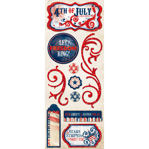 Bo Bunny Press - Liberty Collection - Cardstock Stickers - Freedom and Fireworks