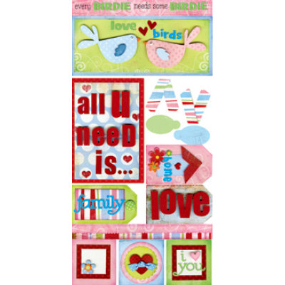 Bo Bunny Press - Flirty Collection - Cardstock Stickers - Love Birds