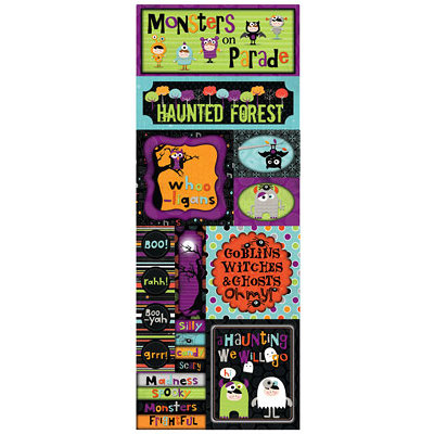 Bo Bunny Press - Whoo-ligans Collection - Halloween - Cardstock Stickers - Monsters on Parade