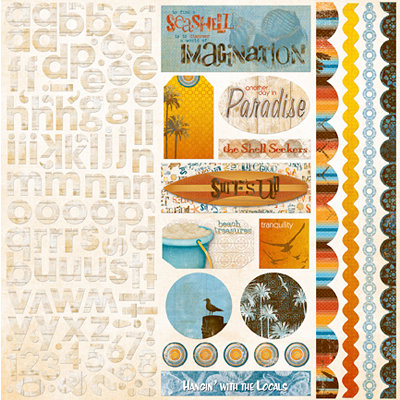 Bo Bunny Press - Paradise Collection - 12 x 12 Cardstock Stickers - Paradise Combo, BRAND NEW