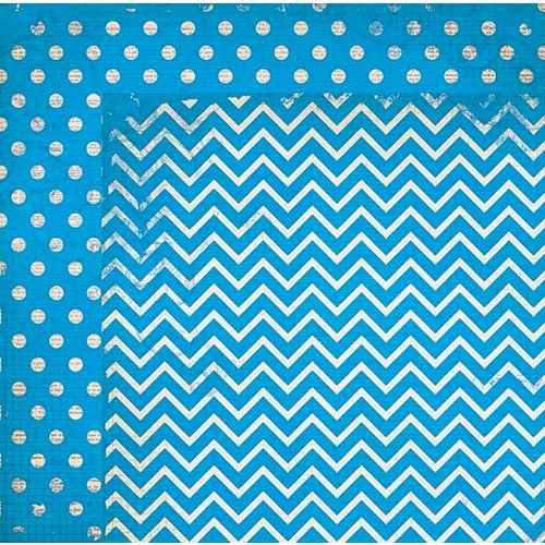 BoBunny - Double Dot Designs Collection - 12 x 12 Double Sided Paper - Chevron - Brilliant Blue