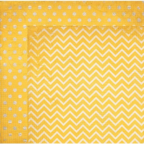 Bo Bunny - Double Dot Designs Collection - 12 x 12 Double Sided Paper - Chevron - Buttercup