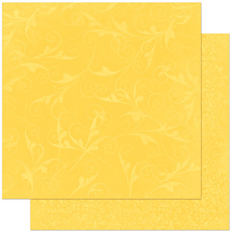 Bo Bunny Press - Double Dot Designs Collection - 12 x 12 Double Sided Paper - Flourish - Buttercup