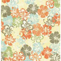 Bo Bunny Press - Beachy Keen Collection - 12x12 Paper - Beachy Keen Hibiscus- Beach - Summer