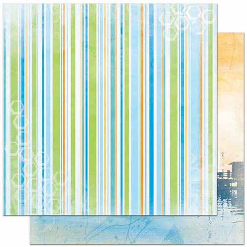 Bo Bunny Press - Barefoot and Bliss Collection - 12 x 12 Double Sided Paper - Stripe