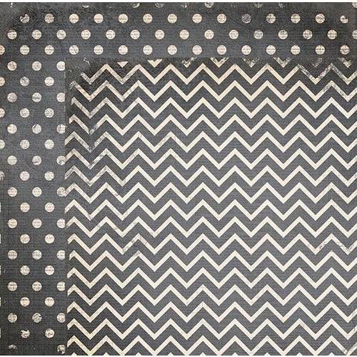 BoBunny - Double Dot Designs Collection - 12 x 12 Double Sided Paper - Chevron - Charcoal