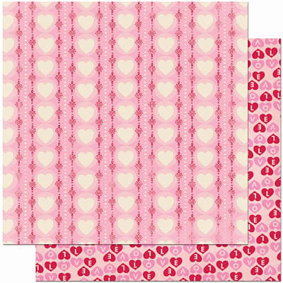 Bo Bunny Press - Crazy Love Collection - Valentine - 12 x 12 Double Sided Paper - Crazy Love Have a Heart