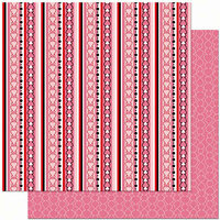 Bo Bunny Press - Crush Collection - Valentine - 12 x 12 Double Sided Paper - Crush Stripe