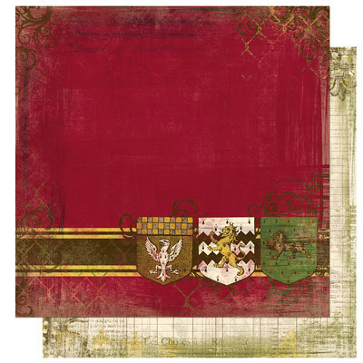Bo Bunny Press - Cambridge Collection - 12 x 12 Double Sided Paper - Cambridge Crest