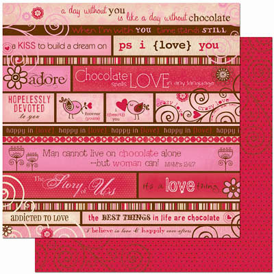 Bo Bunny Press - Crazy Love Collection - Valentine - 12 x 12 Double Sided Paper - Crazy Love Story
