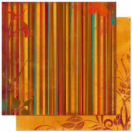 Bo Bunny - Forever Fall Collection - 12 x 12 Double Sided Paper - Stripe