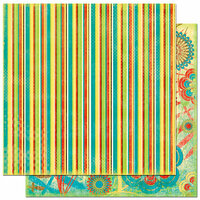 Bo Bunny Press - Flower Child Collection - 12 x 12 Double Sided Paper - Flower Child Stripe