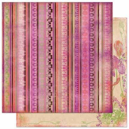 Bo Bunny Press - Garden Girl Collection - 12 x 12 Double Sided Paper - Stripe