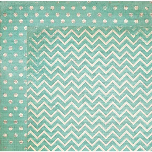 BoBunny - Double Dot Designs Collection - 12 x 12 Double Sided Paper - Chevron - Island Mist