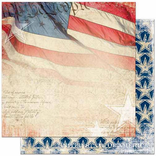 Bo Bunny Press - Liberty Collection - 12 x 12 Double Sided Paper - Old Glory
