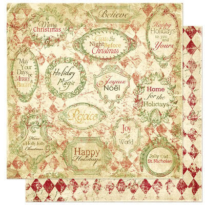 Bo Bunny Press - Noel Collection - Christmas - 12 x 12 Double Sided Paper - Noel Rejoice