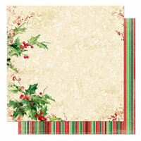 Bo Bunny Press - St. Nick Collection - Christmas - 12 x 12 Double Sided Paper - St. Nick Holly Berry, CLEARANCE