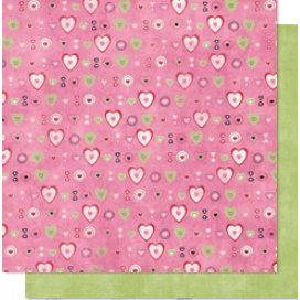 Bo Bunny Press - Sweetie Pie Collection - 12 x 12 Double Sided Paper - Sweetie Pie Smooch, CLEARANCE