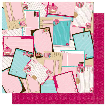 Bo Bunny - Sweet Tooth Collection - 12 x 12 Double Sided Paper - Recipes