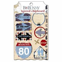 Bo Bunny - Detour Collection - Layered Chipboard Stickers with Jewel Accents