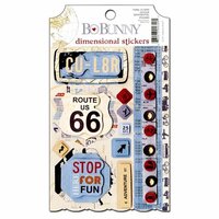 Bo Bunny - Detour Collection - 3 Dimensional Stickers with Glitter and Jewel Accents