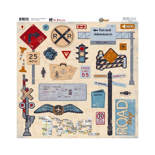 Bo Bunny - Detour Collection - 12 x 12 Chipboard Stickers