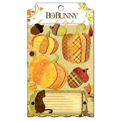 Bo Bunny Press - Apple Cider Collection - Layered Chipboard Stickers with Glitter and Jewel Accents