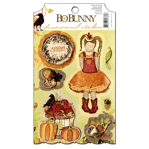 Bo Bunny - Apple Cider Collection - 3 Dimensional Stickers with Glitter and Jewel Accents