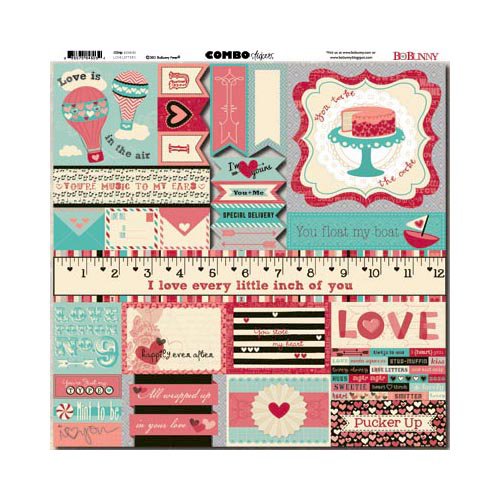 Bo Bunny - Love Letters Collection - 12 x 12 Cardstock Stickers - Combo