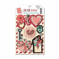 Bo Bunny - Love Letters Collection - Dimensional Stickers with Glitter and Jewel Accents
