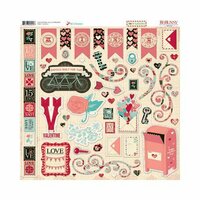Bo Bunny - Love Letters Collection - 12 x 12 Chipboard Stickers