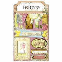 Bo Bunny - C'est la Vie Collection - Layered Chipboard Stickers with Glitter and Jewel Accents
