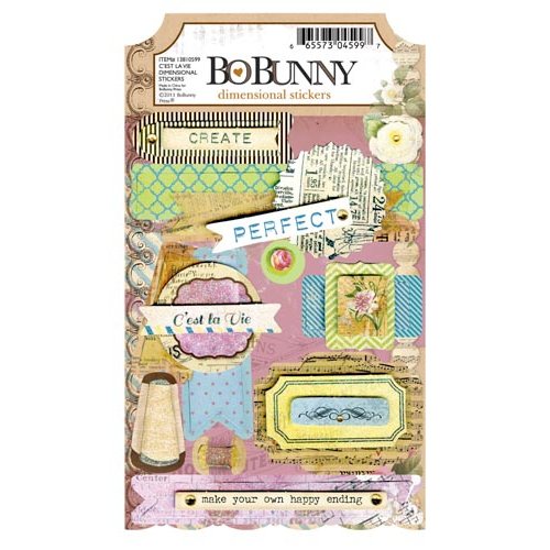 BoBunny - C'est la Vie Collection - 3 Dimensional Stickers with Glitter and Jewel Accents