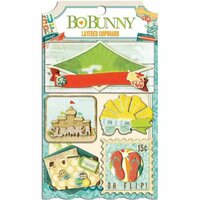 Bo Bunny - Key Lime Collection - Layered Chipboard Stickers with Glitter and Jewel Accents