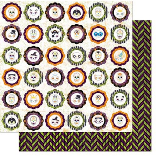 Bo Bunny - Fright Delight Collection - Halloween - 12 x 12 Double Sided Paper - Skull-tastic