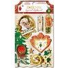 Bo Bunny - Silver and Gold Collection - Christmas - Layered Chipboard Stickers with Glitter and Jewel Accents