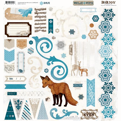 Bo Bunny - Woodland Winter Collection - 12 x 12 Chipboard Stickers