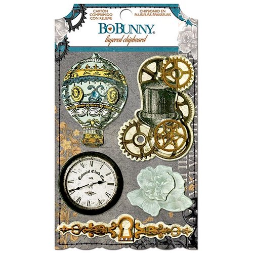 Bo Bunny - Somewhere In Time Collection - Layered Chipboard Stickers