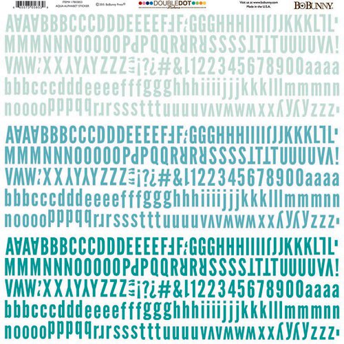 BoBunny - Sweet Life Collection - 12 x 12 Cardstock Stickers - Double Dot - Aqua - Alphabet