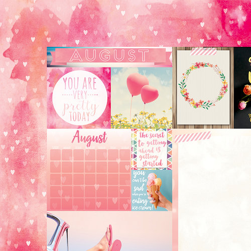 BoBunny - Calendar Girl Collection - 12 x 12 Double Sided Paper - August