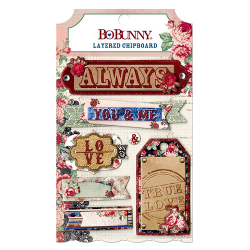 BoBunny - Love and Lace Collection - Layered Chipboard Stickers