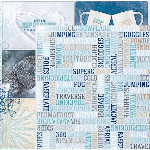 BoBunny - Whiteout Collection - 12 x 12 Double Sided Paper with Glitter Accents - Ski Pass