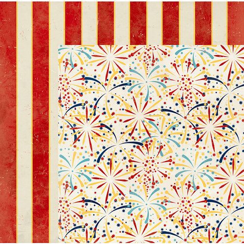BoBunny - Firecracker Collection - 12 x 12 Double Sided Paper - Stripe