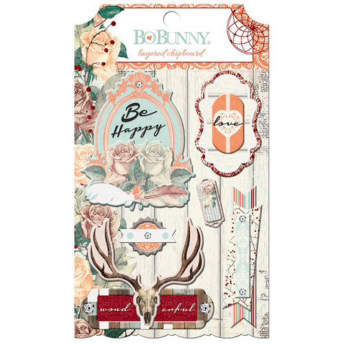 BoBunny - Bella Rosa Collection - Layered Chipboard Stickers