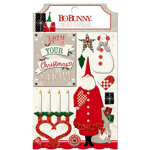 BoBunny - Merry and Bright Collection - Christmas - Layered Chipboard Stickers
